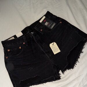 Levi's 501 Original Black Frayed Hem Denim Cutoff Shorts NWT